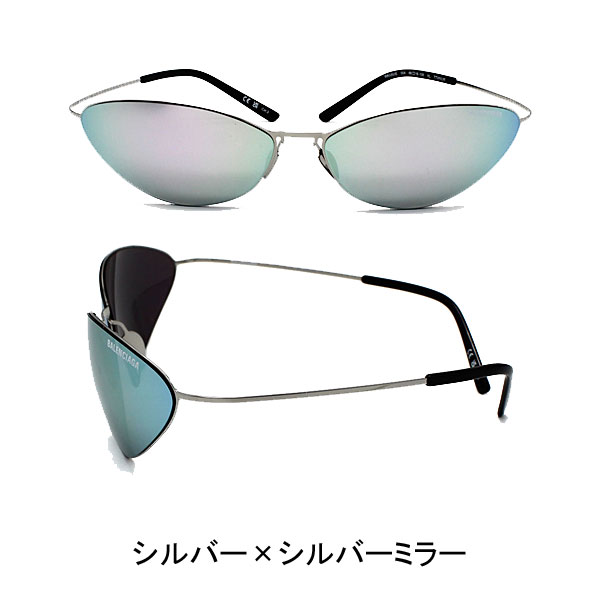 バレンシアガ  サングラス ユニセックス ブラック×グレー シルバー×シルバーミラー ノーズパット メンズ レディース BB0350Sの画像