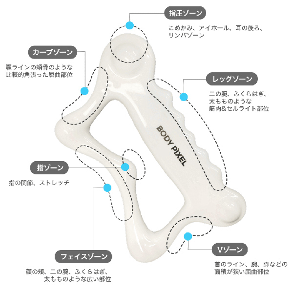 BODYPIXEL ボディピクセル 天然セラミック かっさ ホワイト 美容 美顔 ツボ コルギ ハイフ 小顔 むくみ取り リンパ マッサージ｜1more｜09