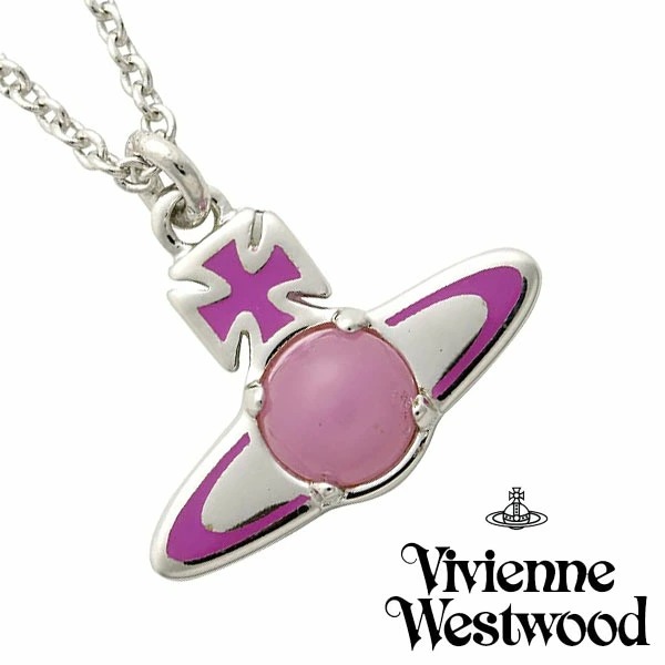 Vivienne Westwood ヴィヴィアンウエストウッド   レディース シルバー×ピンク  ネックレス オーブ 王冠 BP547-22