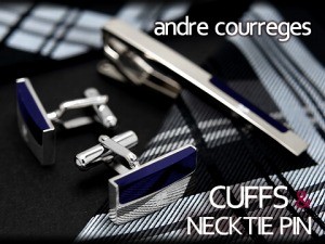 andre courreges アンドレ・クレージュ ネクタイピン＆カフスセット ブラック CT4006B-CC6006B