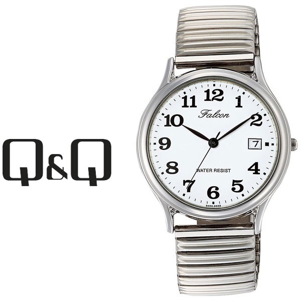 【レビューを書いて1年保証】シチズン CITIZEN Q&amp;Q キューキュー Falcon ファルコン メンズ 腕時計 ホワイト × シルバー D014-204