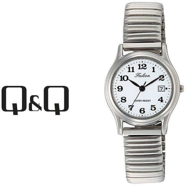 【レビューを書いて1年保証】シチズン CITIZEN Q&amp;Q キューキュー Falcon ファルコン レディース 腕時計 ホワイト × シルバー D015-204