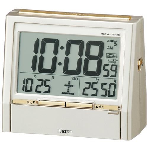 【SEIKO CLOCK】セイコー トークライナー 温湿度表示付 電波目覚まし時計 DA206G<br>【ネコポス不可】｜1more