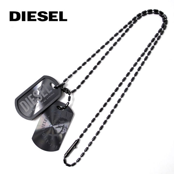 ディーゼル  ネックレス・ペンダント DIESEL プレート シンプル ブラック メンズ DX0014040｜1more