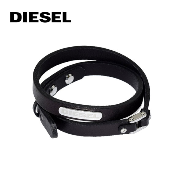 ディーゼル  ブレスレット DIESEL レザー 2重巻き シンプル ブラック メンズ DX0971040｜1more