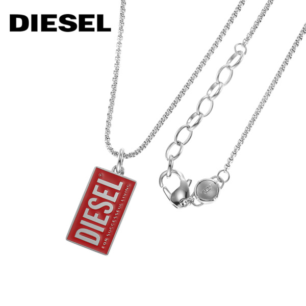 ディーゼル  ネックレス・ペンダント DIESEL シンプル シルバー レッド メンズ DX1368040