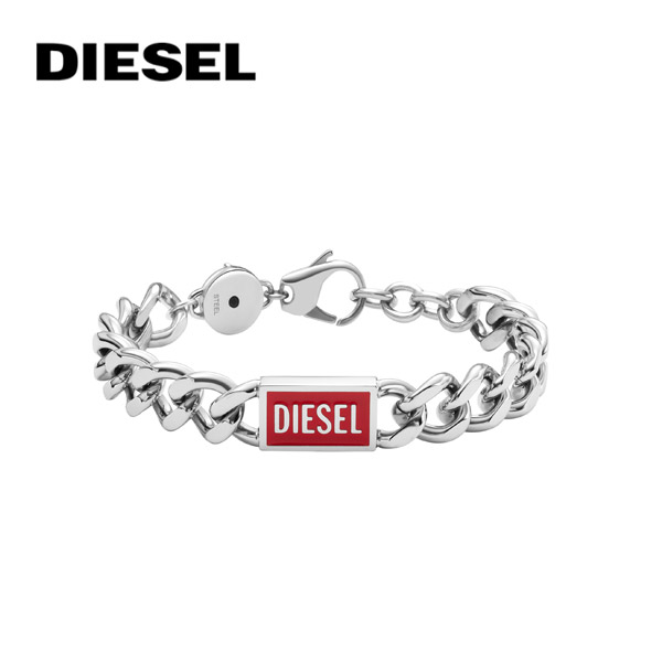 ディーゼル ブレスレット DIESEL シンプル シルバー レッド メンズ DX1371040