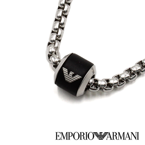 エンポリオアルマーニ  ネックレス・ペンダント EMPORIO ARMANI ロゴ シルバー ブラック メンズ EGS2910040