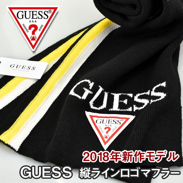 GUESS ゲス 男女兼用 ユニセックス メンズ レディース マフラー ストール ロゴ入り 縦ラインデザイン GS18-8853DS-YLW 有料ラッピング不可｜1more