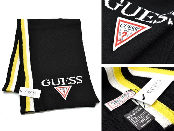 GUESS ゲス 男女兼用 ユニセックス メンズ レディース マフラー ストール ロゴ入り 縦ラインデザイン GS18-8853DS-YLW 有料ラッピング不可｜1more｜02