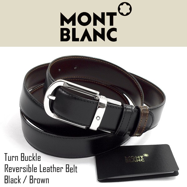 MONTBLANC】モンブラン リバーシブル メンズ ブラック×ブラウン レザー