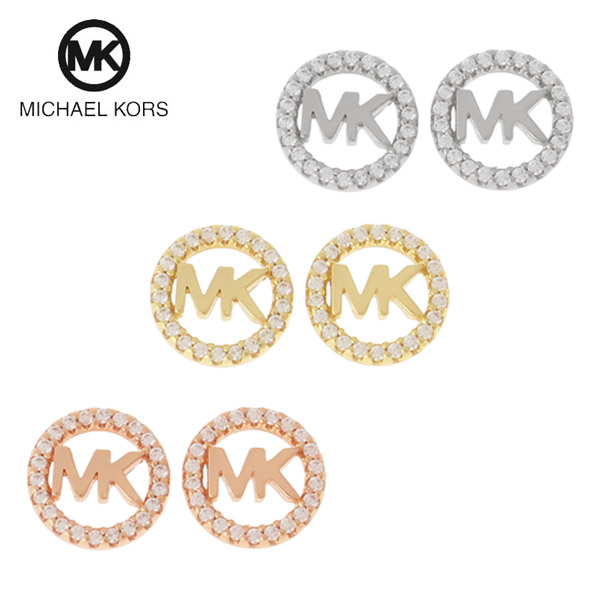 マイケルコース PAVE ピアス MICHAEL KORS パヴェ ロゴ シルバー ゴールド ローズゴールド MKC1247AN