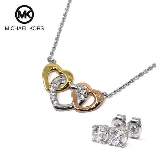 マイケルコース  ネックレス・ペンダント MICHAEL KORS ピアス セット ハート シルバー ローズゴールド ゴールド MKC1362AN998