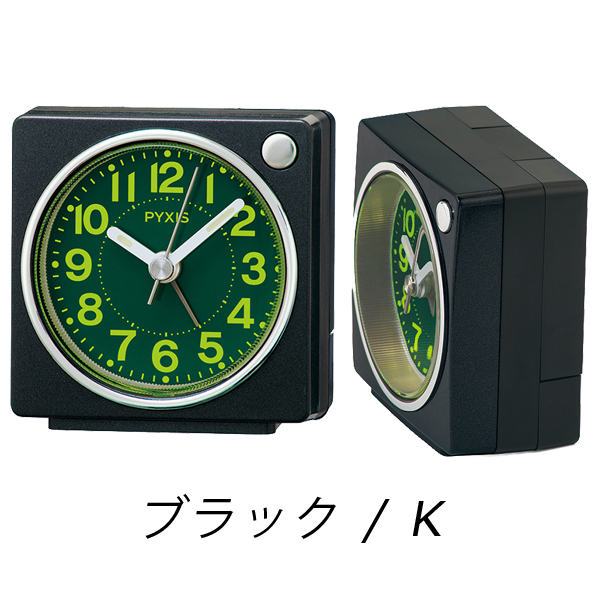 セイコークロック 置き時計 目覚まし時計 黒メタリック アナログ PYXIS