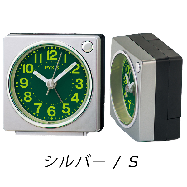 セイコークロック 置き時計 目覚まし時計 黒メタリック アナログ PYXIS