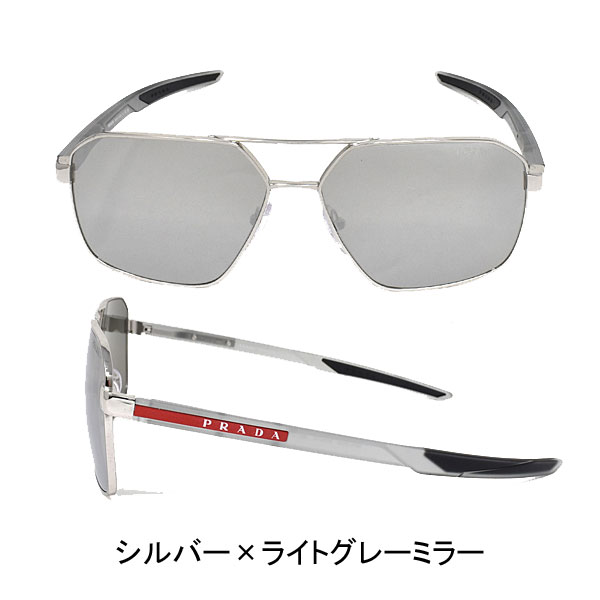 プラダ  サングラス ユニセックス シルバー×ライトグレーミラー リネア ロッサ メンズ レディース PS55WS-1BC07F-60の画像