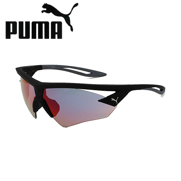 PUMA サングラス プーマ サングラス ユニセックス ブラック×ブルーミラー メンズ