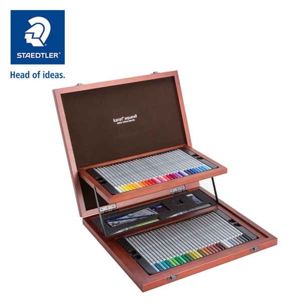 【未使用おまけ付】STAEDTLER karat aquarell 60本セット ステッドラー カラト アクェレル 色鉛筆 60色セット・木箱 イラスト