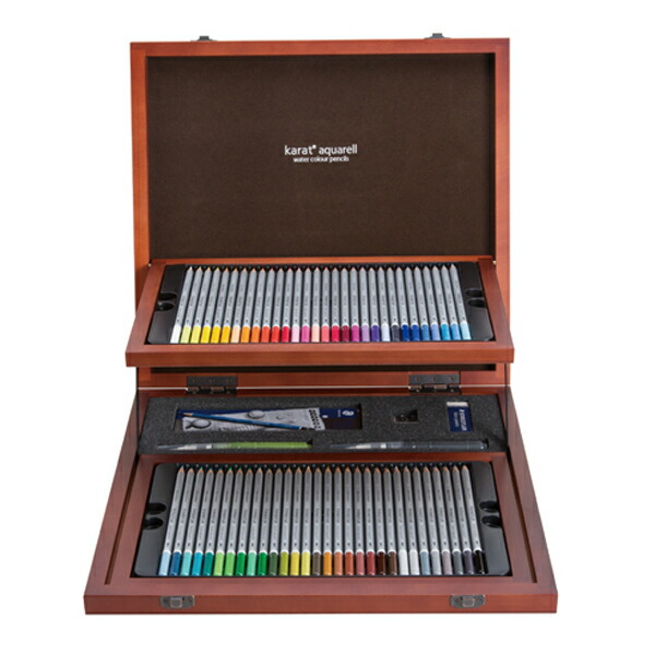 ステッドラー カラト アクェレル 色鉛筆 60色セット・木箱 イラスト