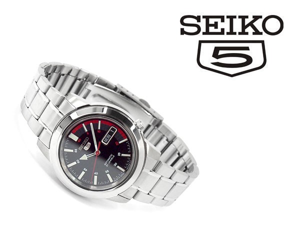 セイコー5 日本製 機械式自動巻き メンズ 腕時計 ブラックダイアル