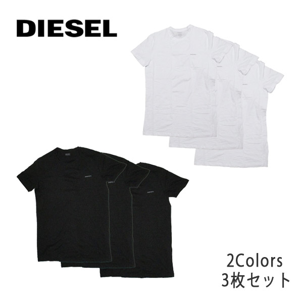 ディーゼル  Tシャツ・カットソー DIESEL Tシャツ 3枚セット クルーネック インナー メンズ ホワイト ブラック SPDG-AALW-3PK｜1more