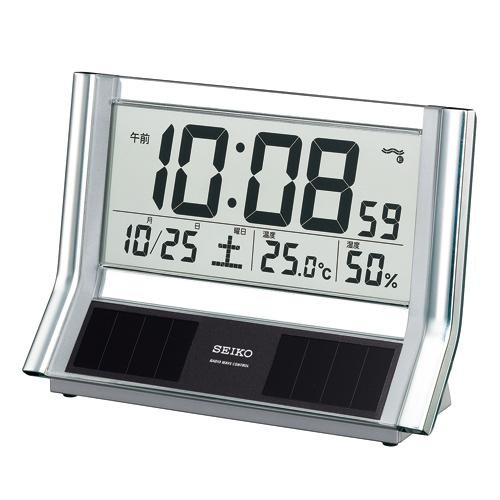 【SEIKO CLOCK】セイコー ハイブリッドソーラー 温湿度表示つき 電波置時計 SQ690S<br>【ネコポス不可】｜1more