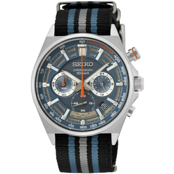 SEIKO 逆輸入セイコー SSB409P1 クロノグラフ クオーツ アナログ メンズ腕時計 ナイロンストラップ ブルー グレー ブラック シルバー｜1more