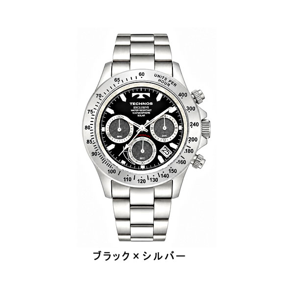テクノス メンズ 腕時計 アナログ ソーラー クロノグラフ ブラック ホワイト TE4001SB TE4001SW |  | 01