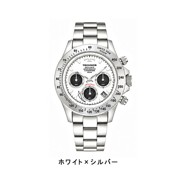 テクノス メンズ 腕時計 アナログ ソーラー クロノグラフ ブラック ホワイト TE4001SB TE4001SW |  | 02