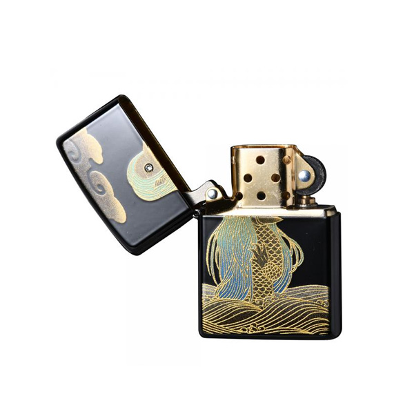 【ZIPPO】 ジッポー オイルライター 本金蒔絵 アマビエ 伝統工芸 ジッポ スワロフスキー 漆塗り 黒 2LA-AMABIE zippo ジッポ ライター 喫煙具｜1more｜03