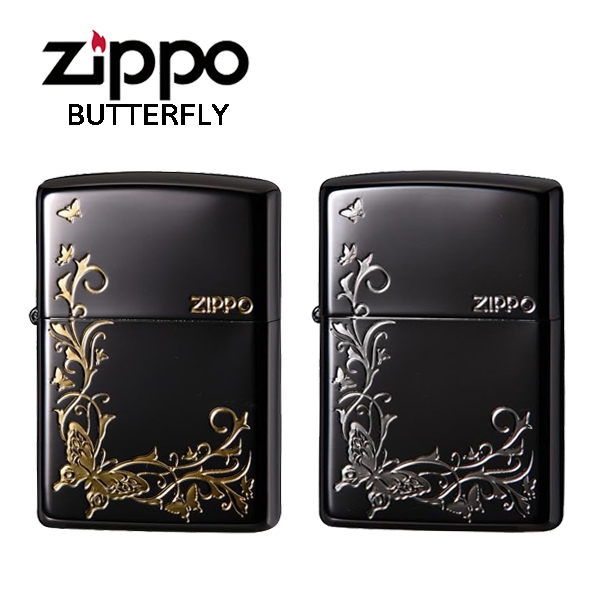 ジッポー バタフライ ライター ZIPPO  BUTTERFLY 蝶 ブラック ZIP-BUT-2BK｜1more