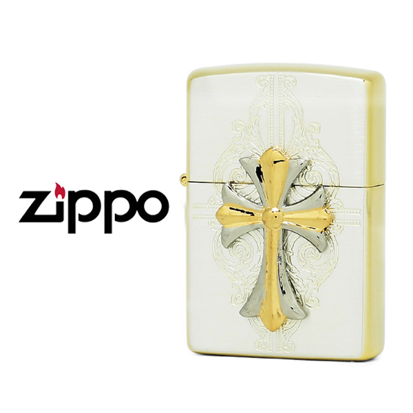 ジッポー クロスコンビメタル ライター ZIPPO クロス 十字架 4 シルバー ゴールド ZIP-C-COMBI-METAL-4｜1more