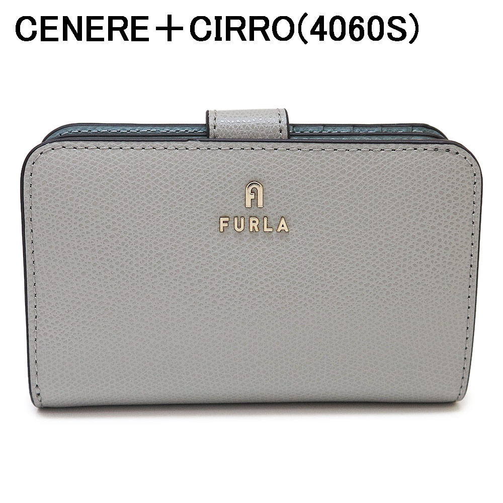 ほぼ未使用 FURLA フルラ カメリア 二つ折り財布 レザー ブルー系 FURLA フルラ 折財布 レディース カメリア コンパクト