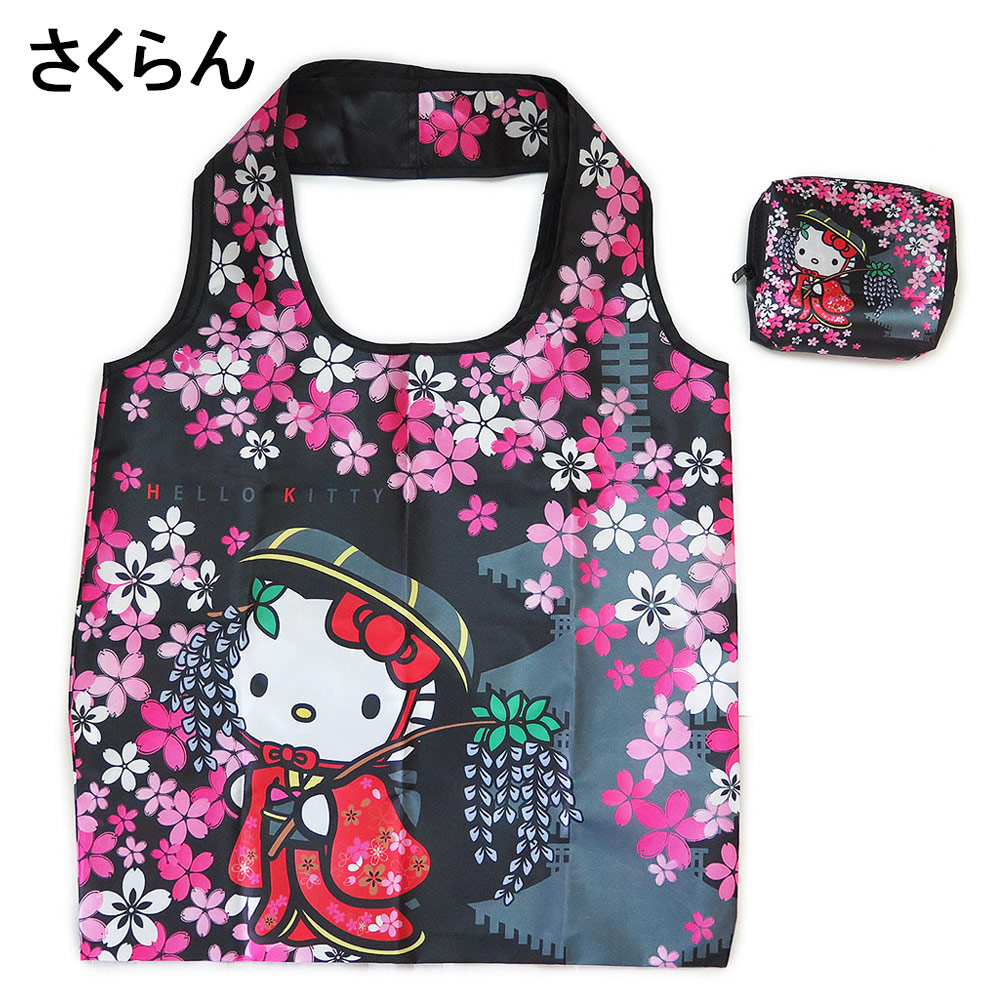 sanrio（サンリオ） トートバッグ ハローキティ 和柄 サテン エコ