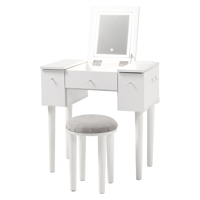 ドレッサー MD-6788 女優ドレッサー 鏡付き スツール付き 椅子付き LED