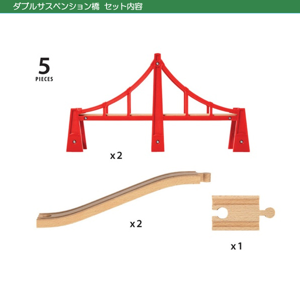 ＯＯＯ　脚部分 BRIO（ブリオ） ダブルサスペンション橋 木製レール追加パーツ 全長