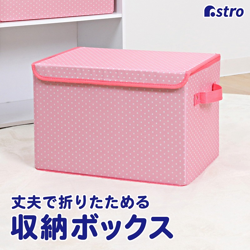 【在庫限り】収納ボックス フタ付 ピンク カラーボックスにも使える 目隠し 収納 ふた 蓋 持ち手付き かわいい アストロ 606-19