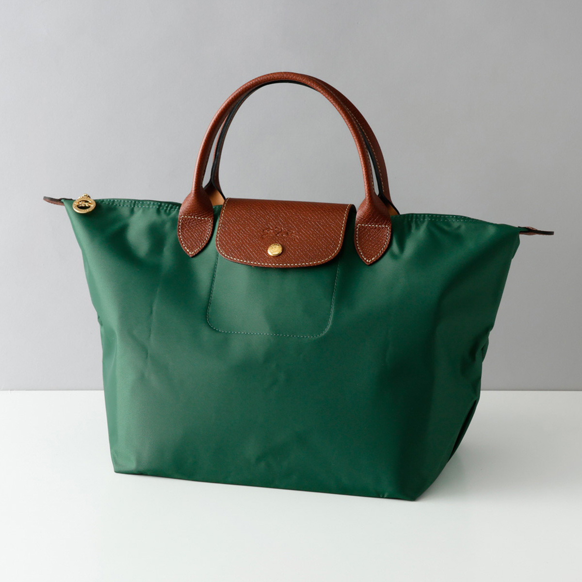 美品　LONGCHAMP　ロンシャン　レザー　トートバッグ　グリーン　チェック ロンシャン トートバッグ プリアージュ Lサイズ グリーン