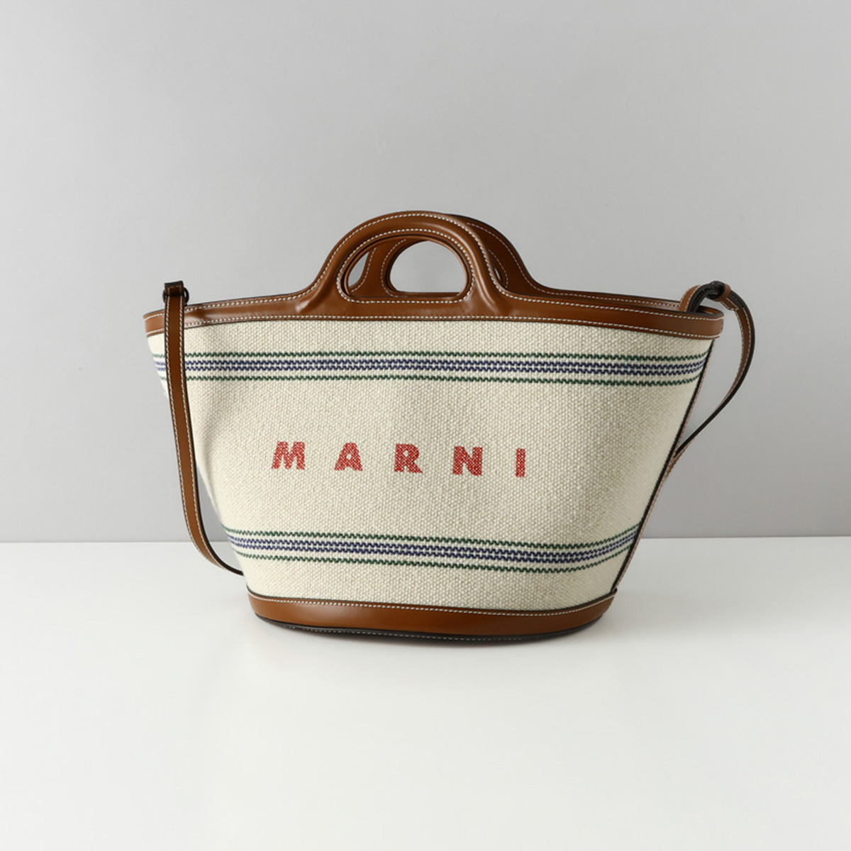 マルニ MARNI ハンドバッグ ベージュ バッグ かごバッグ トロピカリア スモール ショルダー BMMP0097U2 NATURAL/MOKA P6457 ZO706 レディース｜1ststreet｜02