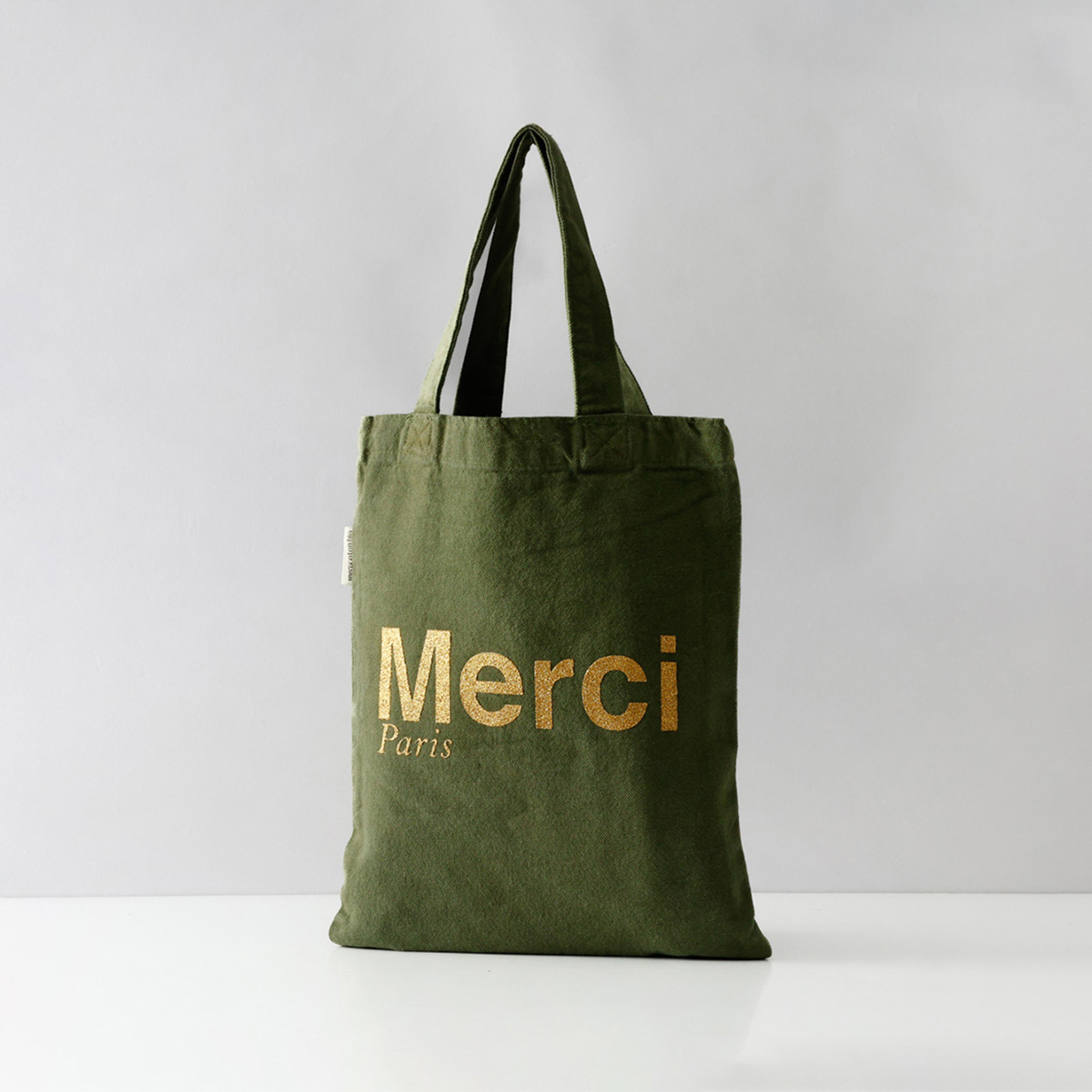値下げ中☆メルシー Merci Paris グリーン トートバッグ フランス MERCI メルシー トートバッグ ミニトート コットン ロゴ