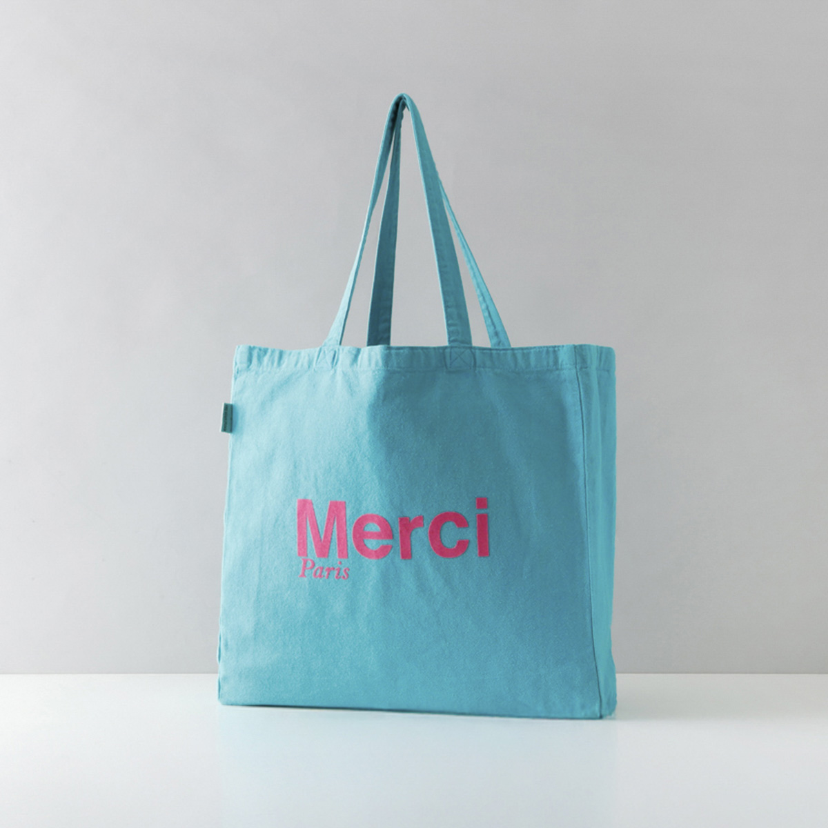 Merci Paris 水色 トートバッグ MERCI（メルシー） 並行輸入 トートバッグ 大容量 ビッグトート