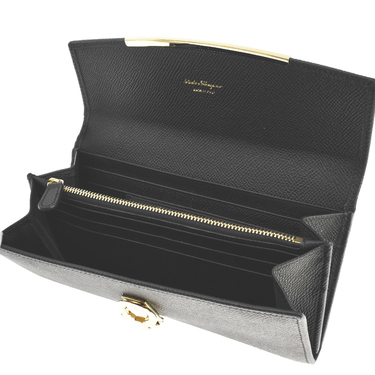 ferragamo■ブラック サフィアーノ レザー ガンチーニ 長財布 FERRAGAMO フェラガモ 長財布 ブラック 22D150 683312 GANCINO