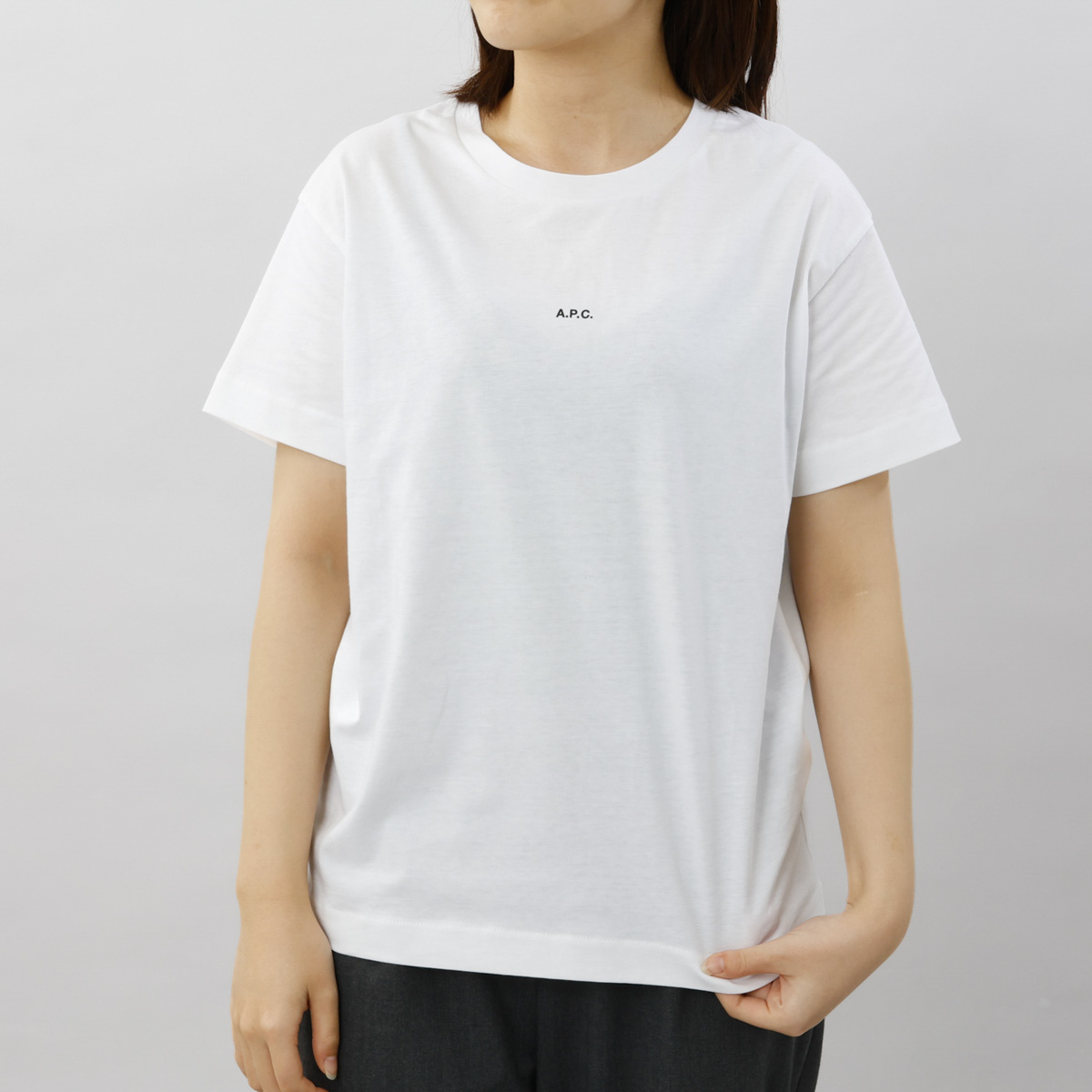 アーペーセー A.P.C. レディースTシャツ Tシャツ  コットン ロゴ クルーネック ホワイト ...