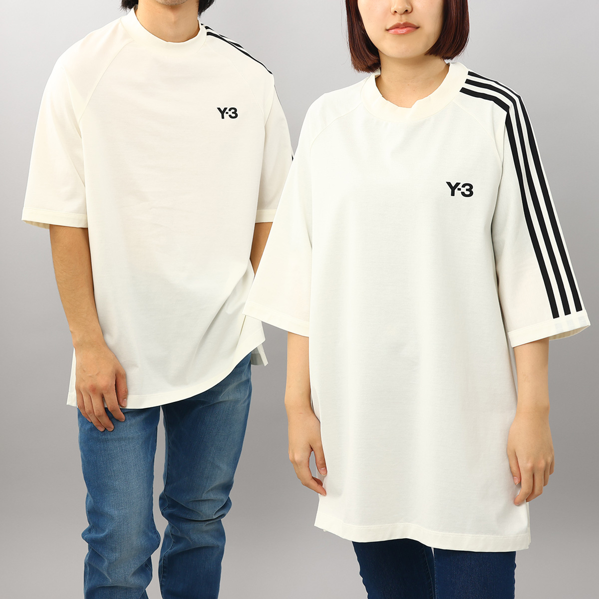 ワイスリー Y-3 Tシャツ HZ8871 OFF WHITE/BLACK ティーシャツ アディダス スリーストライプス ルーズウィット クルーネック  無地 メンズ