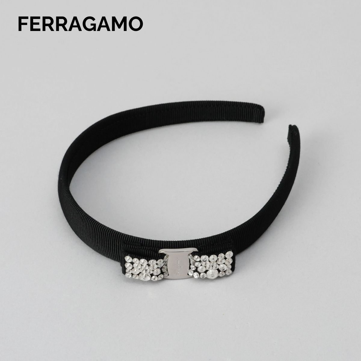 フェラガモ カチューシャ 黒 シルバー金具 ロゴ フェラガモ カチューシャ レディース ブランド FERRAGAMO イタリア 34