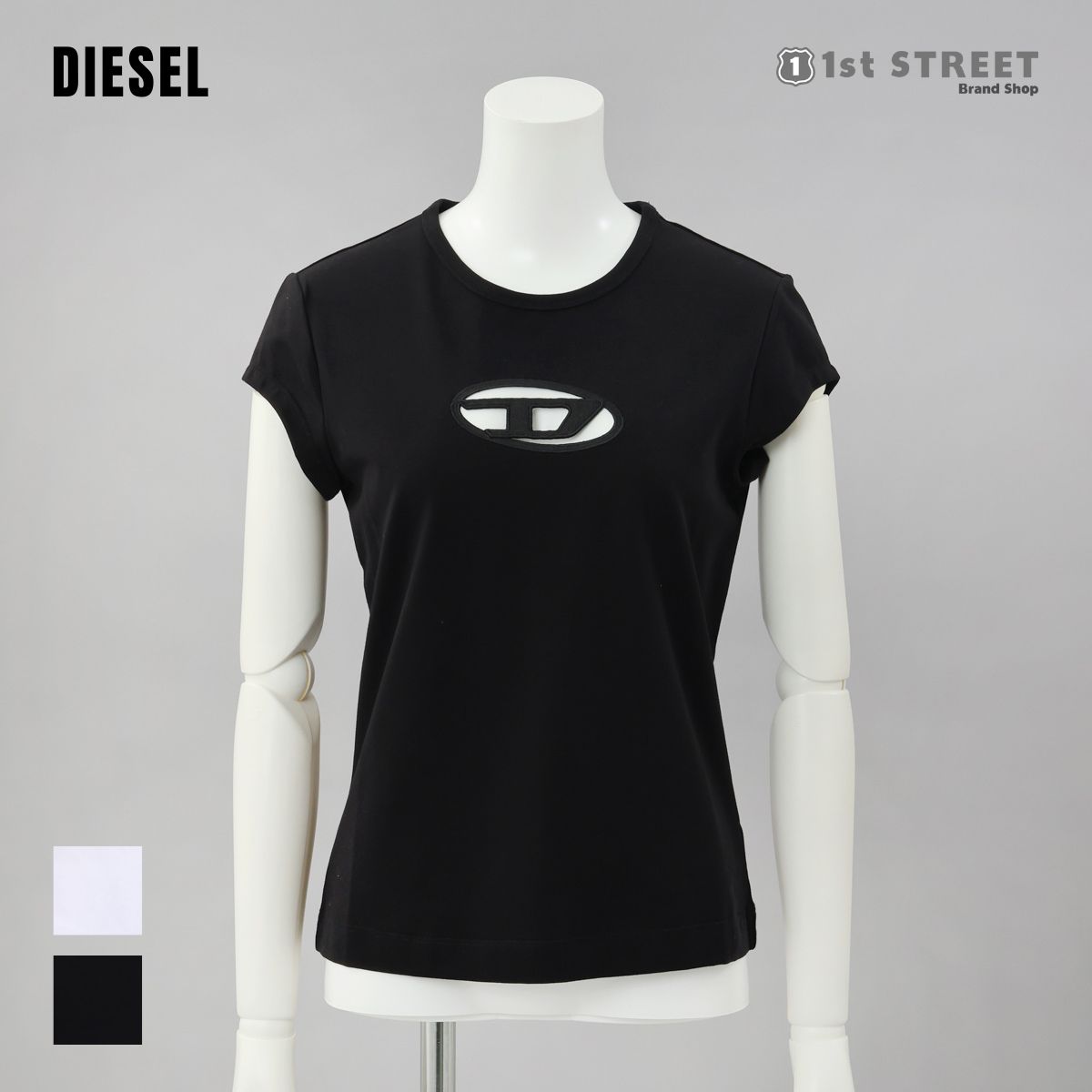 ディーゼル DIESEL Tシャツ A06268 0AFAA ティーシャツ クルーネック 無地 ロゴ シンプル 人気 レディース