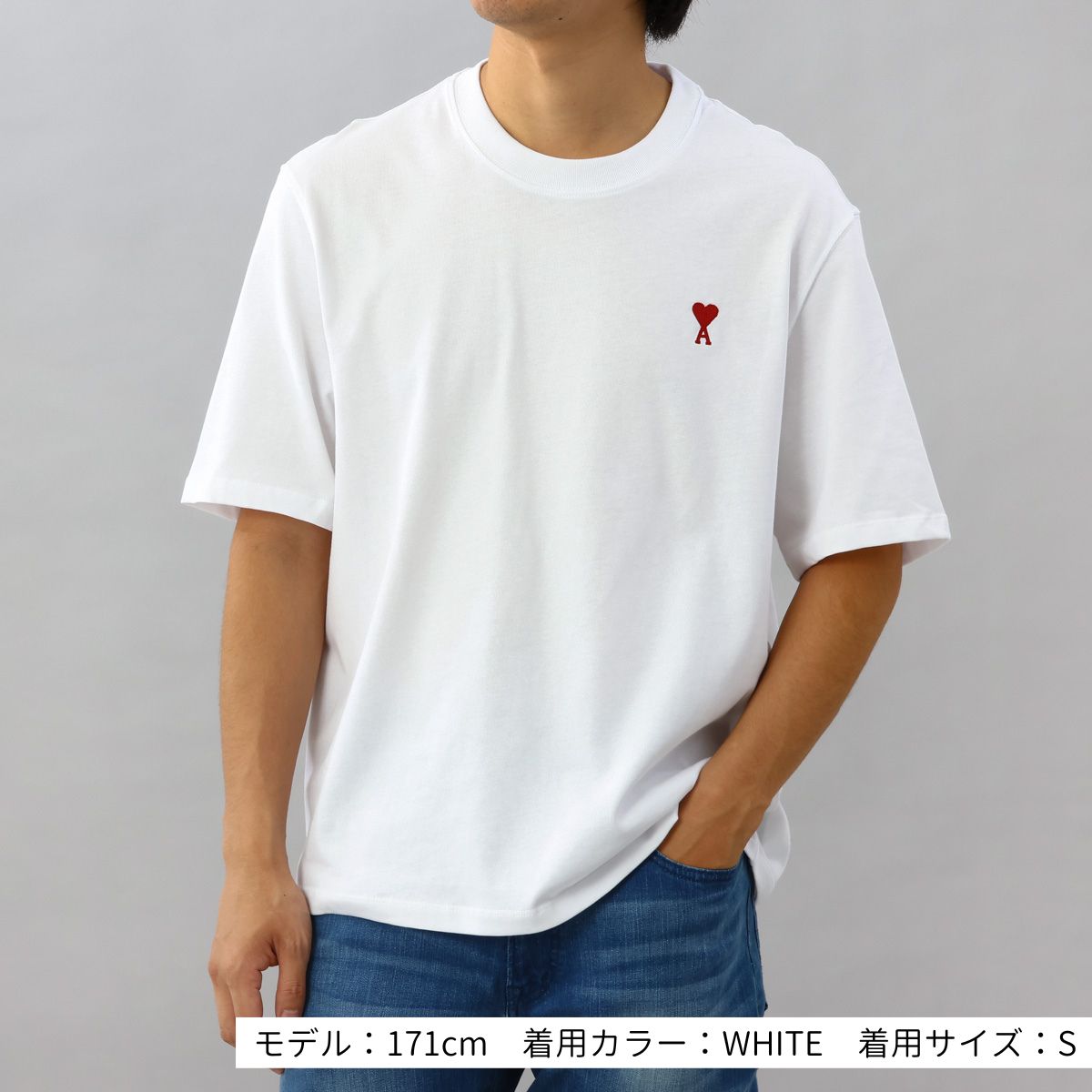 アミ パリス AMI PARIS Tシャツ XS-Lサイズ BFUTS005.726 001 アミ ロゴ クルーネック シャツ コットン オーガニック  BLACK GREY WHITE