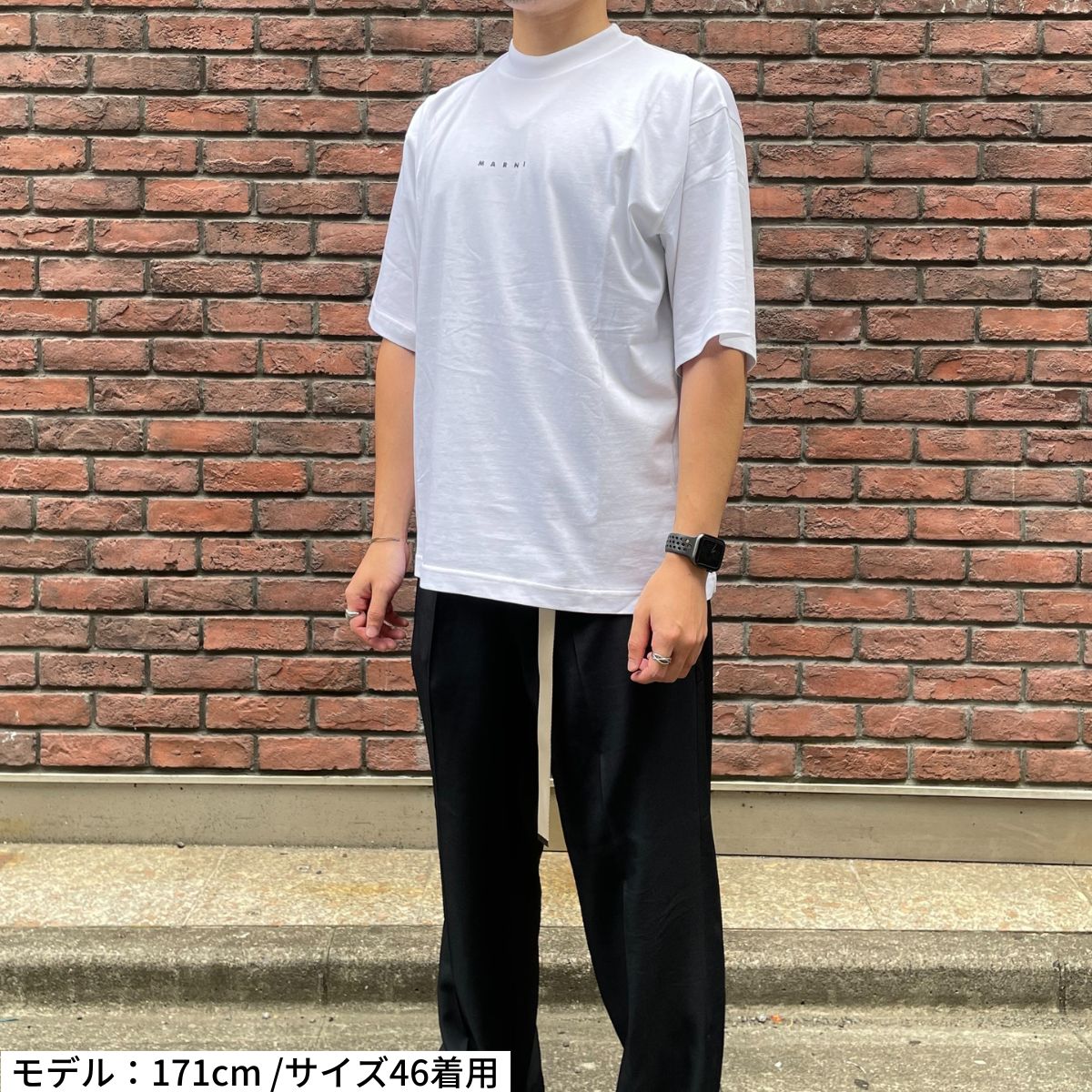 新品 48 22ss MARNI 胸ミニロゴ Tシャツ 黒 3712 | www