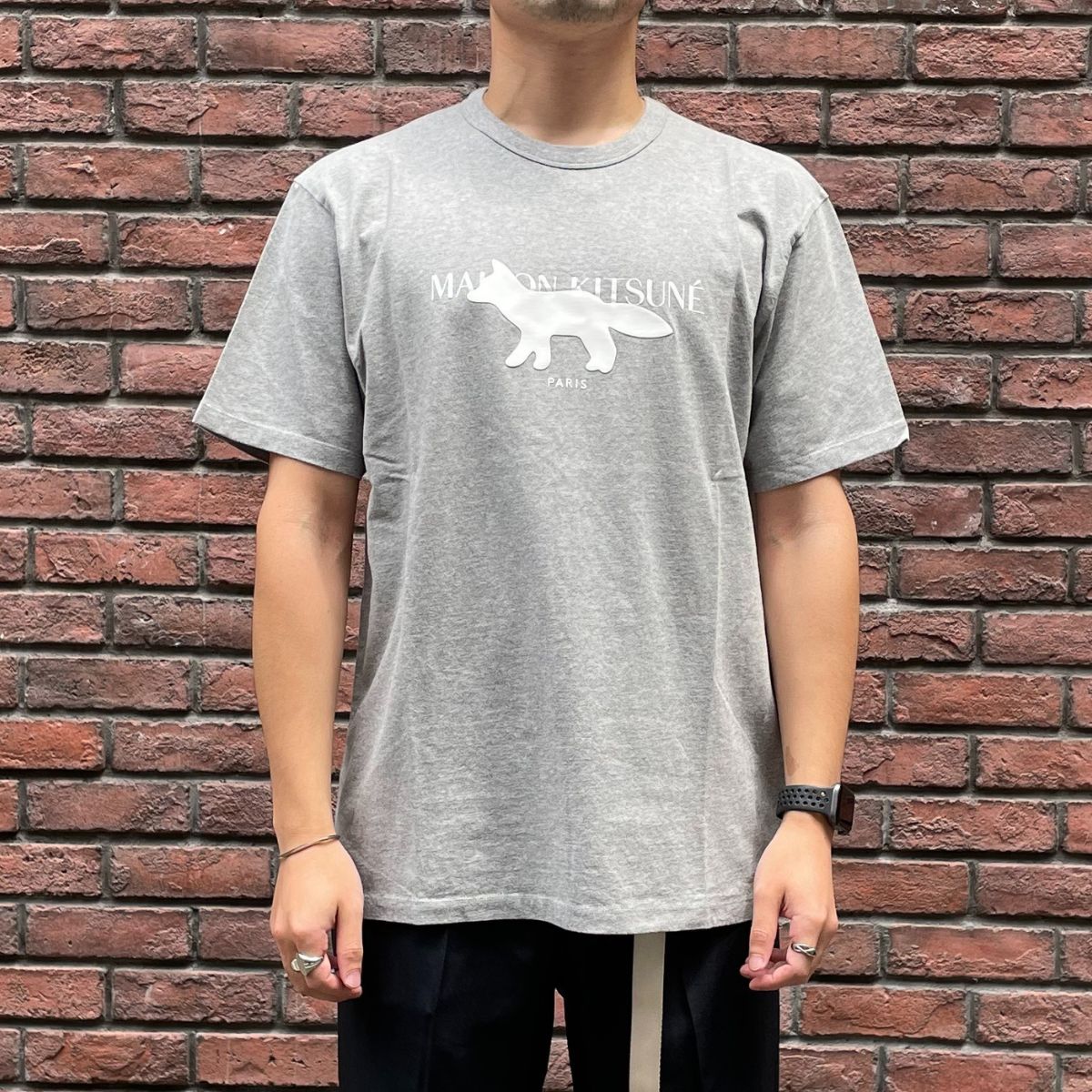 メゾンキツネ MAISON KITSUNE Tシャツ ライトグレー メンズ