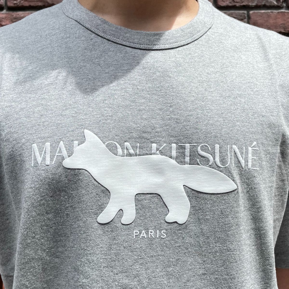 メゾンキツネ MAISON KITSUNE Tシャツ ライトグレー メンズ